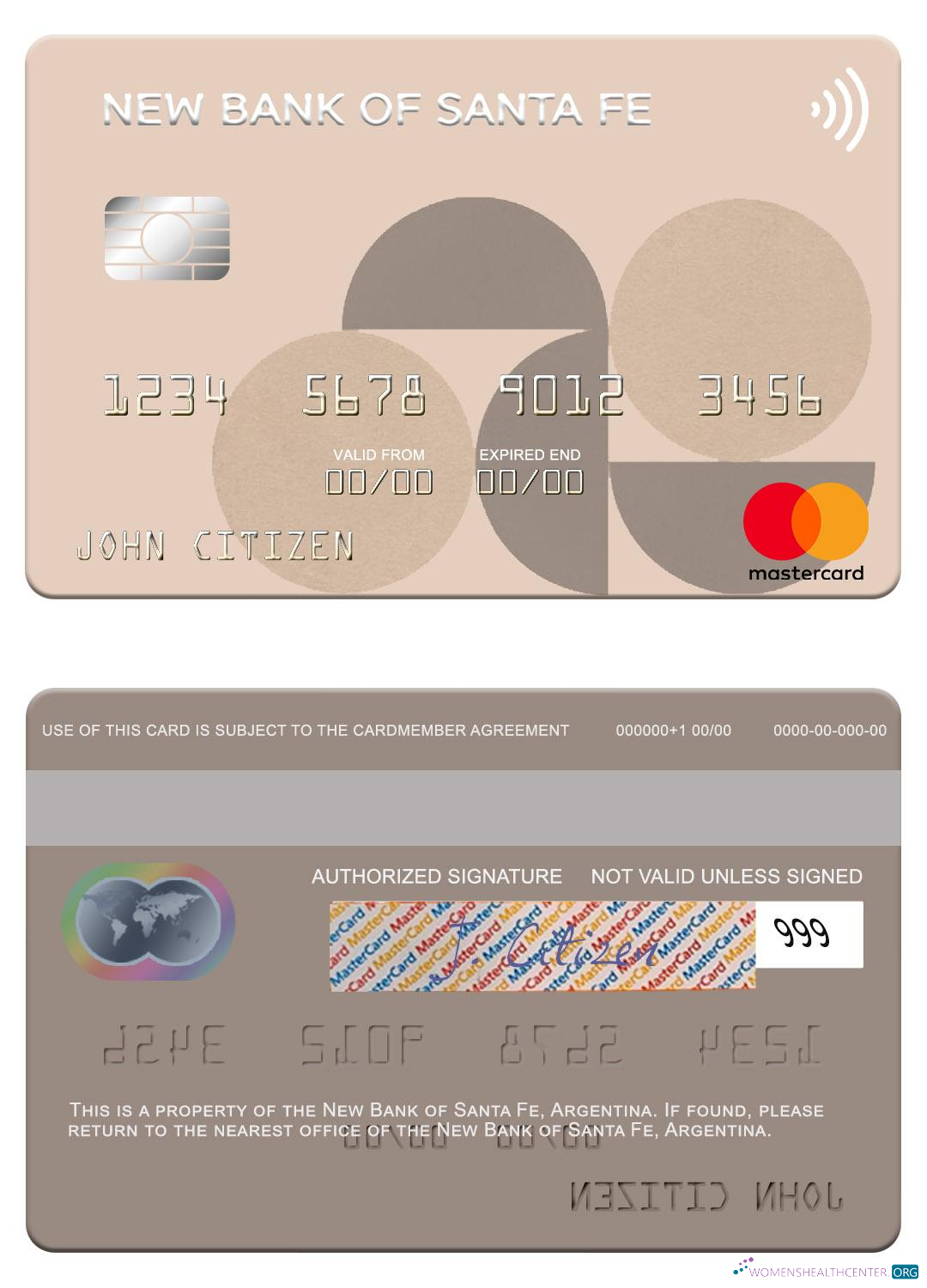 Download Argentina New Bank of Santa Fe mastercard Photoshop template